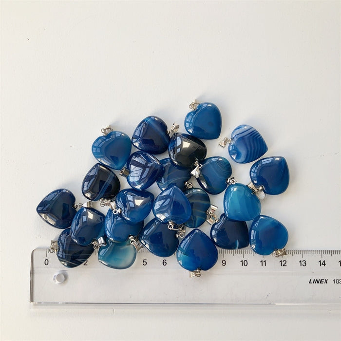 Agat Blå Hjerte Vedhæng