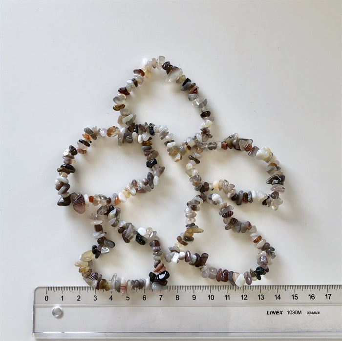 Agat Botswana Armbånd Chips med elastik.