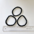 Agat Sort Armbånd 8 mm Perler Facet 18-19 cm