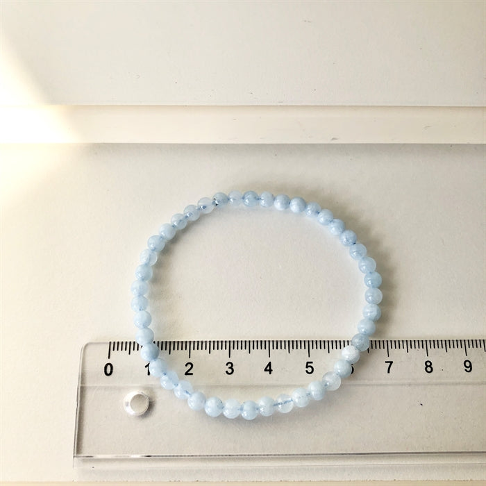 Akvamarin Armbånd 3-4 mm Perler ca.19 cm