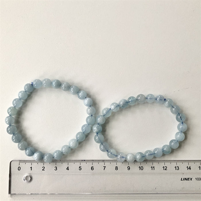 Akvamarin Armbånd 8 mm Perler 18-19 cm