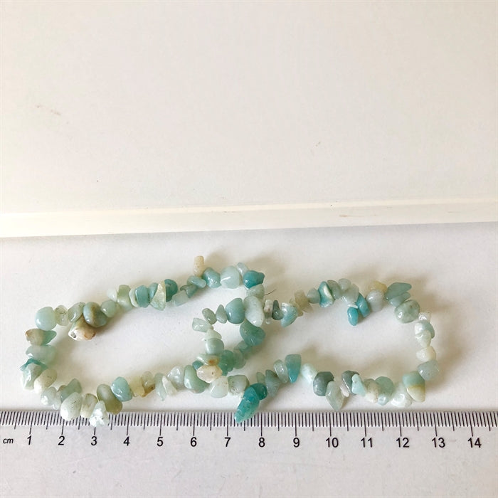 Amazonit Lys Armbånd Chips med elastik.