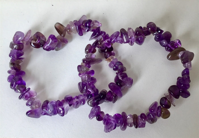 Ametyst Armbånd Chips med elastik.