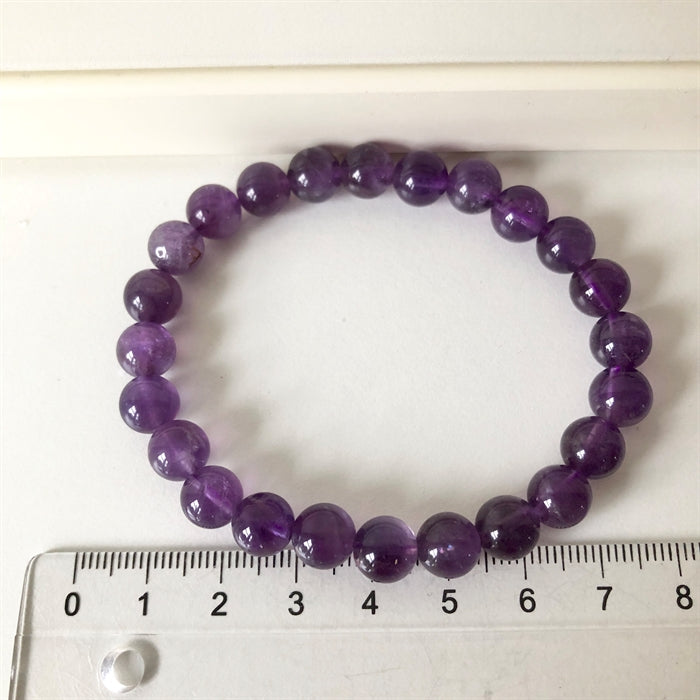 Ametyst Armbånd 8 mm Perler 18-19 cm