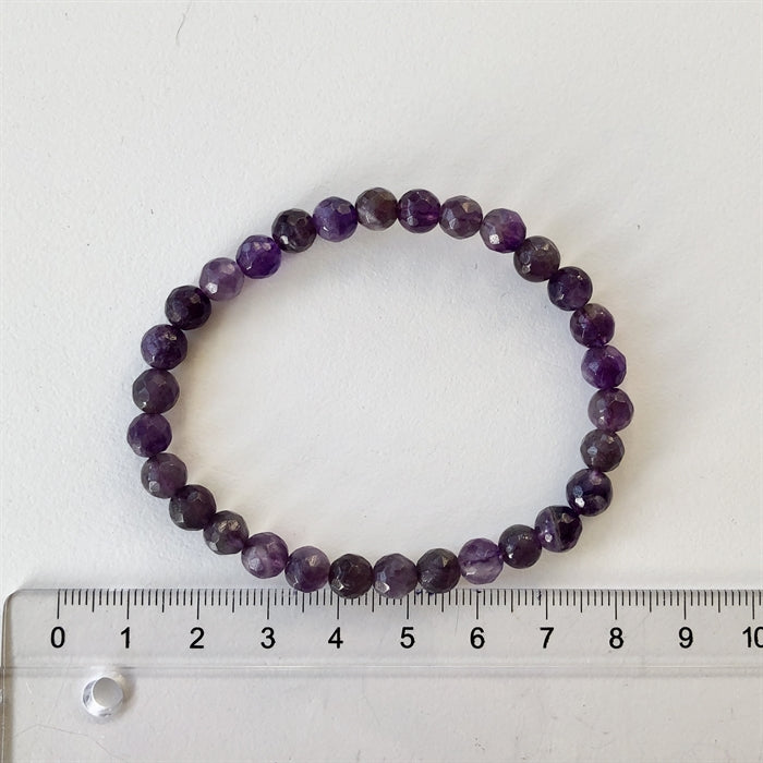 Ametyst Armbånd 5 mm Perler Facet 18-19 cm