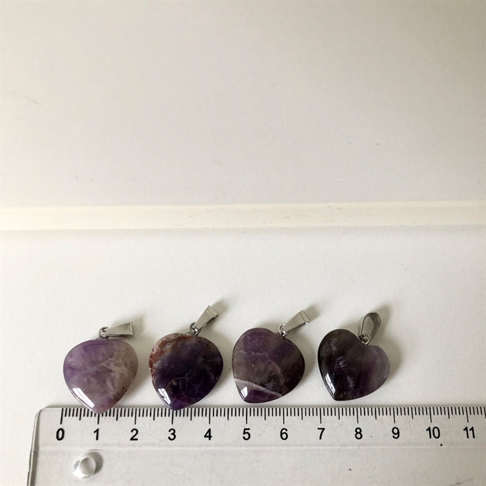 Ametyst Hjerte Vedhæng 2 cm