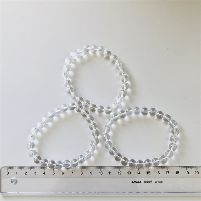 Bjergkrystal Armbånd 8 mm Perler 19 - 20 cm