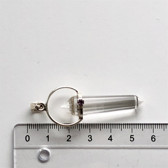 Bjergkrystal Spids DT Vogel Vedhæng med Ametyst - 925 sølv