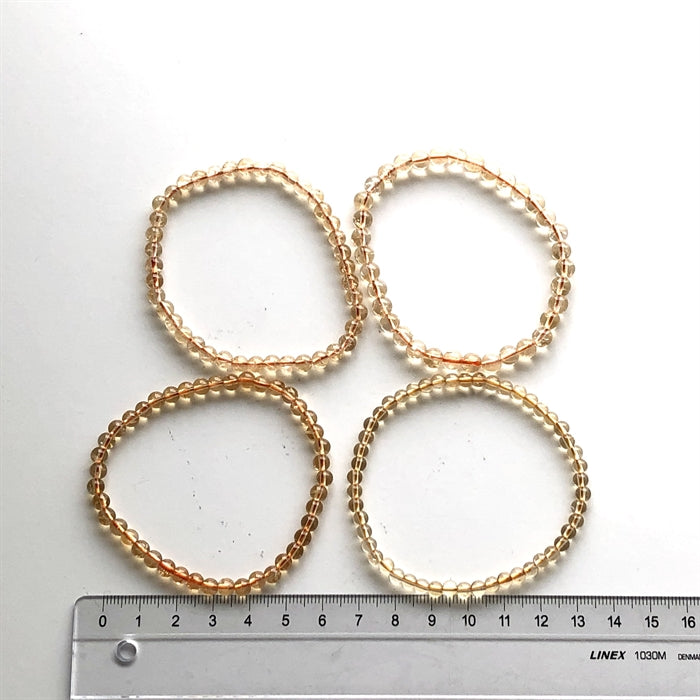 Citrin Ægte Armbånd 5 mm Perler ca.19 cm
