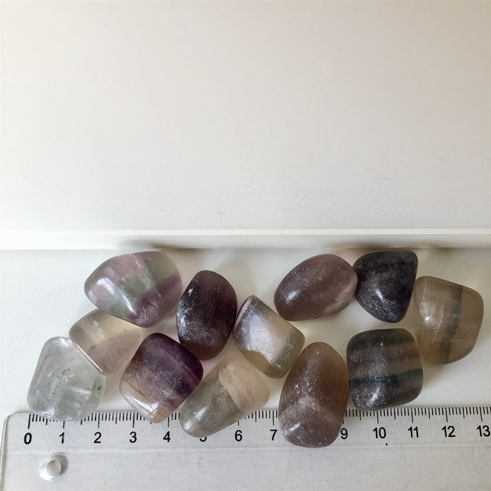 Fluorit Regnbue, Lilla, Gul, Grøn - Diverse 12 stk.