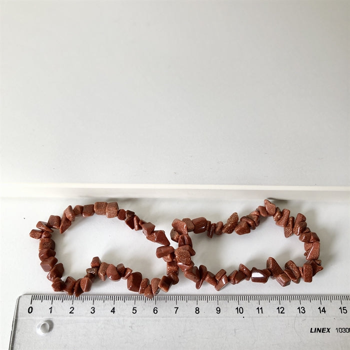 Guldsten - Rød Stjernesten Armbånd Chips med elastik.