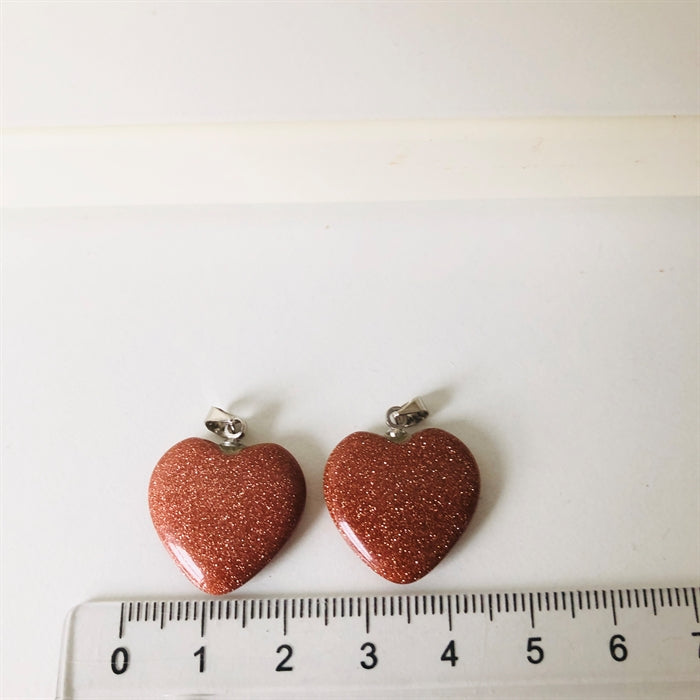 Guldsten - Rød Stjernesten Hjerte Vedhæng