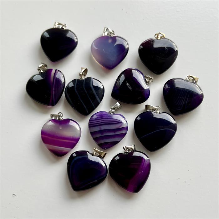 Agat Lilla Hjerte Vedhæng