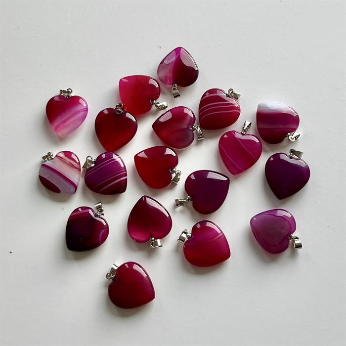 Agat Pink Hjerte Vedhæng