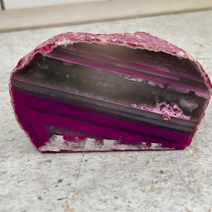 Agat Pink Lysestage 10 cm. - Indfarvet