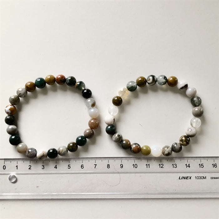 Jaspis Hav Ocean Armbånd 8 mm Perler 19 cm