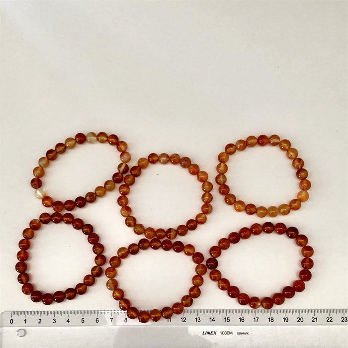 Karneol Armbånd 7 mm Perler 17-19 cm