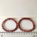 Kirsebærkvarts Armbånd 8 mm Perler 17-19 cm