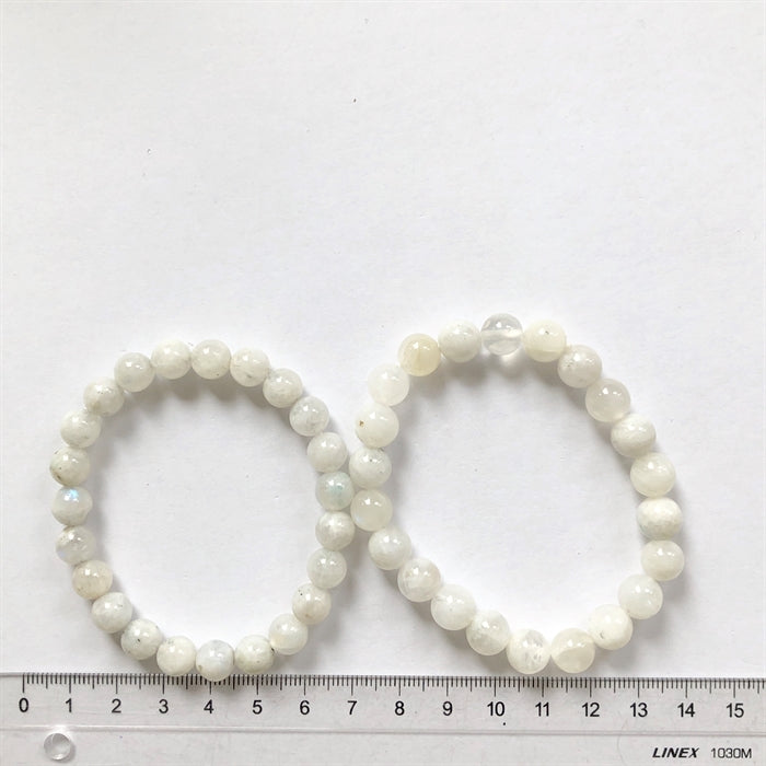 Månesten Regnbue Armbånd 7 mm Perler ca. 19 cm
