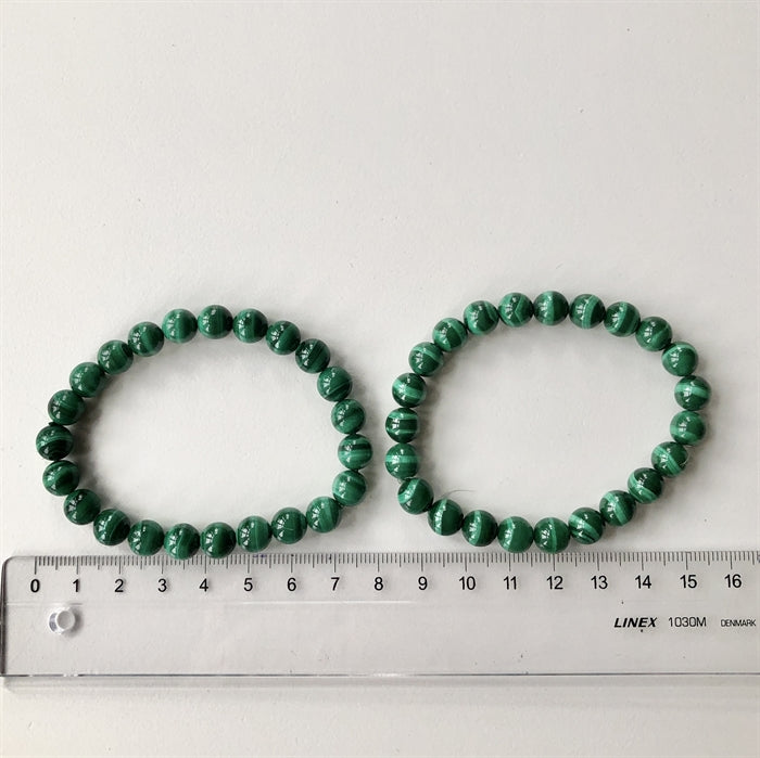 Malakit Armbånd 8 mm Perler ca. 18 cm