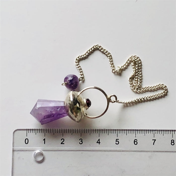 Pendul Ametyst Sølvfarvet.