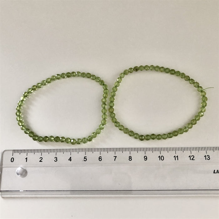 Peridot Armbånd 4 mm Perler Facet 18-19 cm