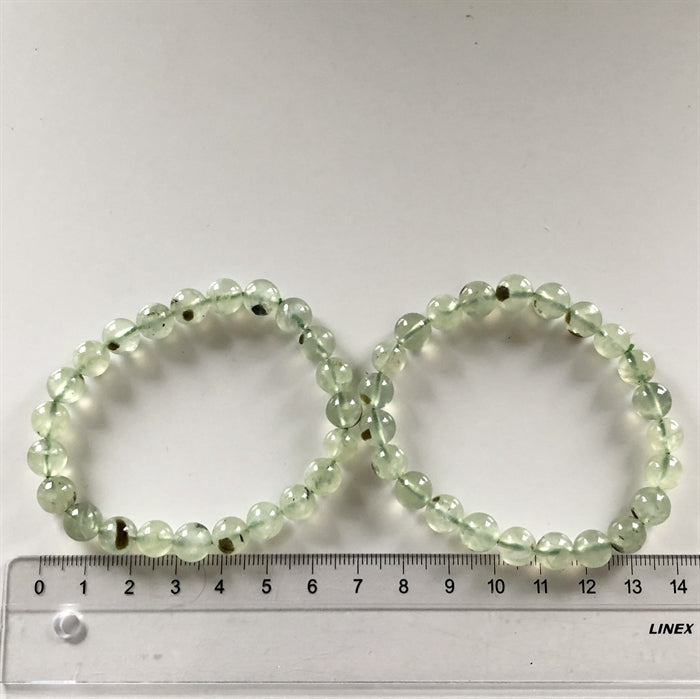 Prehnit Armbånd 8 mm Perler ca. 19 cm