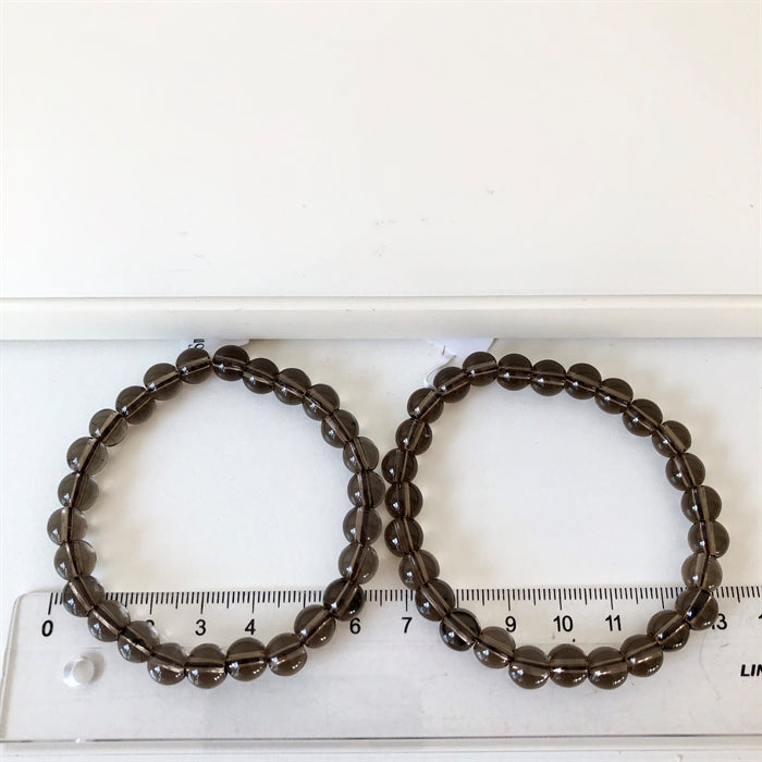 Røgkvarts Armbånd 7 mm Perler 19 cm