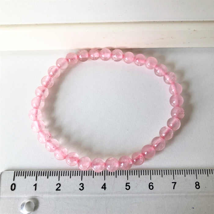 Rosenkvarts Armbånd 6 mm Perler 17-18 cm
