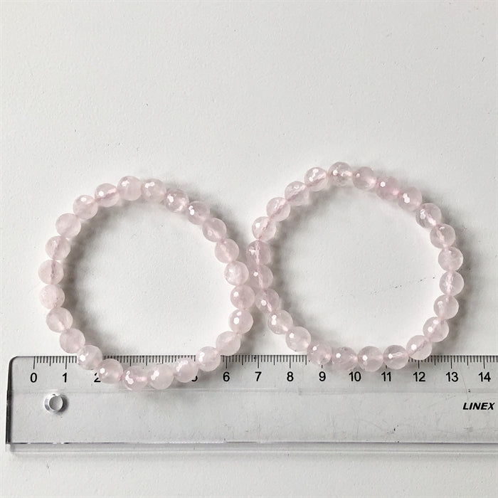 Rosenkvarts Armbånd 8 mm Perler Facet 18-19 cm