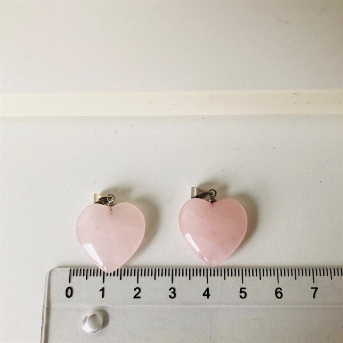 Rosenkvarts Hjerte Vedhæng  2 cm. Lyse