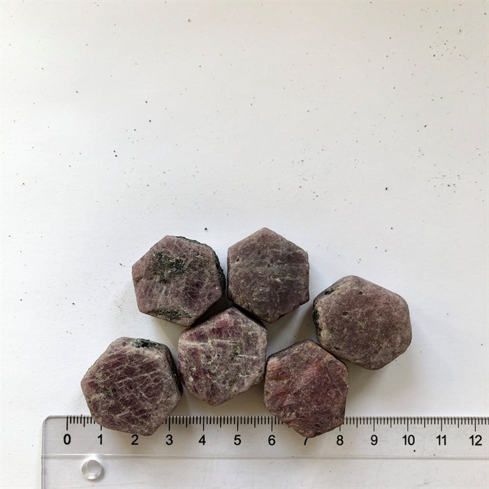 Rubin Rød Skive Rustikke 6 Kantet 2-3 cm