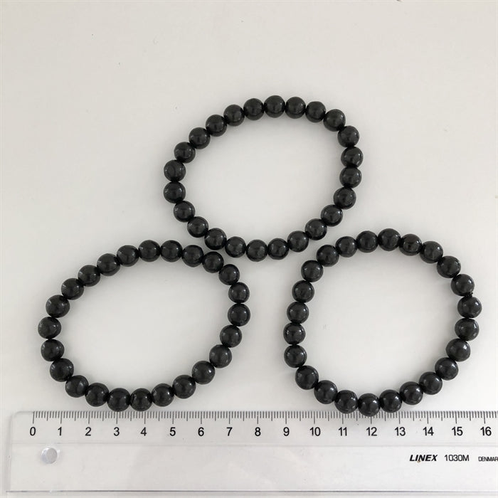 Shungit Armbånd 8 mm Perler 17-18  cm