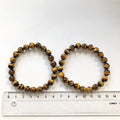Tigerøje Armbånd Perler 8 mm 17-19 cm