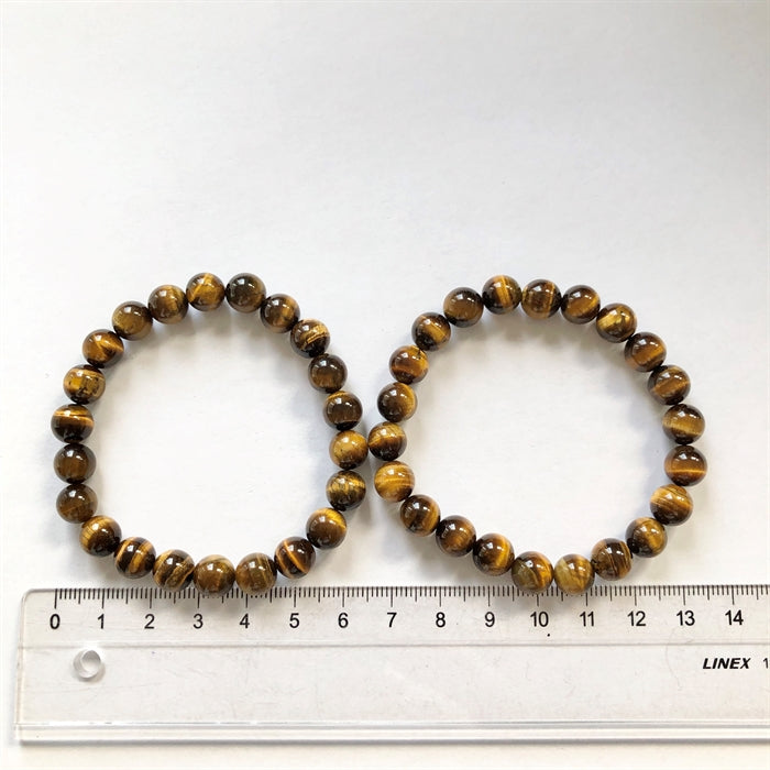 Tigerøje Armbånd Perler 8 mm 17-19 cm