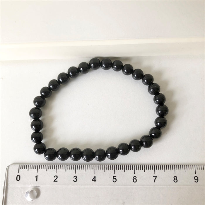 Turmalin Sort Armbånd 5 mm Perler 17-18 cm
