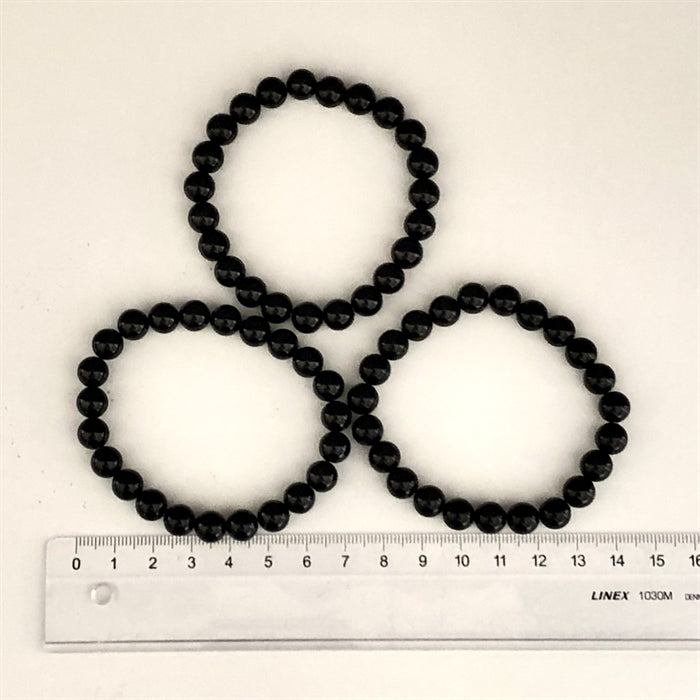 Turmalin Sort Armbånd 8 mm Perler 17-19 cm