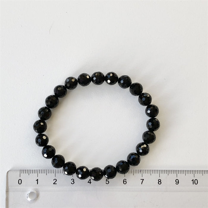 Turmalin Sort Armbånd Facet 6 mm Perler 16-18 cm