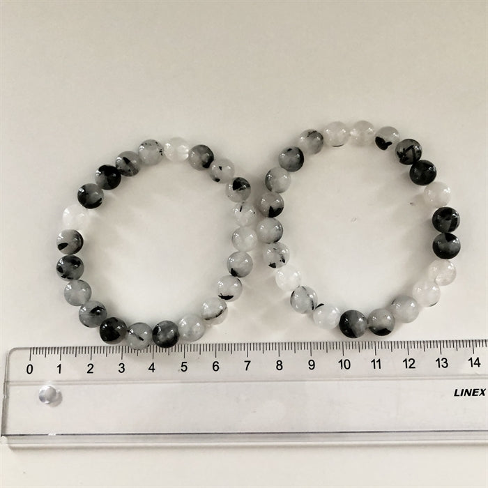 Turmalinkvarts Armbånd 8 mm Perler 18-19 cm