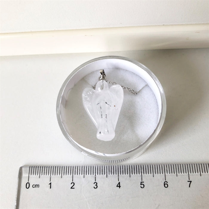 Bjergkrystal Engel Vedhæng m/kæde 3 cm