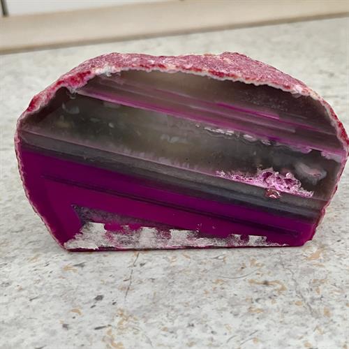 Agat Pink Lysestage 10 cm. - Indfarvet  