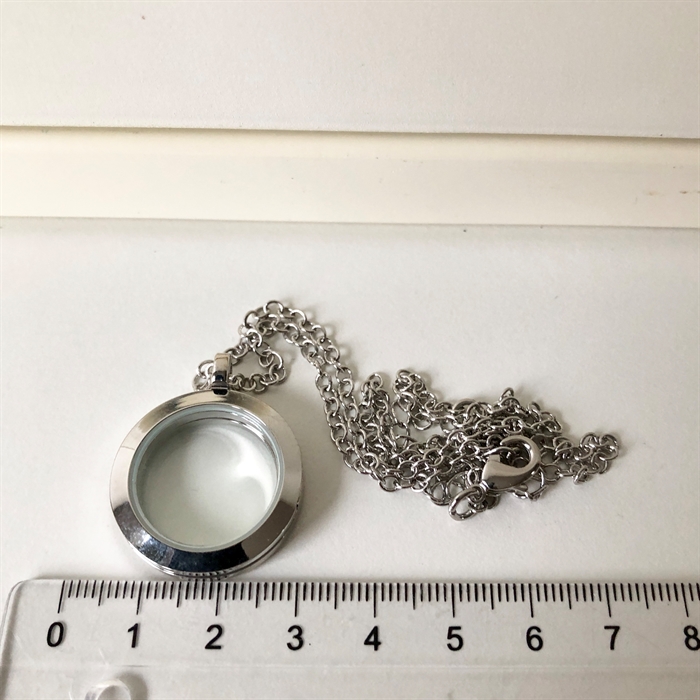 Medaljon halskæde til krystaller - sølvfarvet