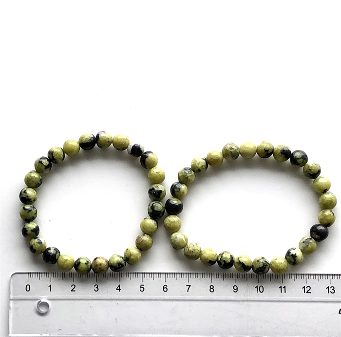Serpentin Grøn Armbånd 6 mm Perler. 17-18 cm